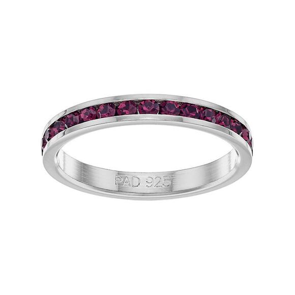 February Swarovski Crystal Birthstone Stackable ring in Sterling Silver #137 - Picture 1 of 2